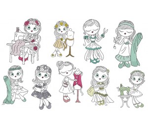 Stickserie - Sewing Girls